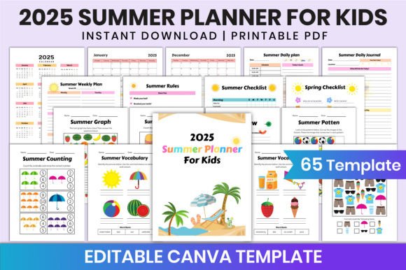 Editable 2025 Summer Planner for Kids